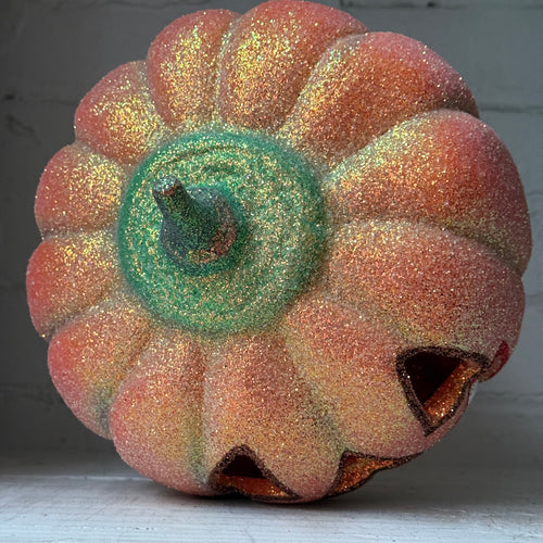 Ino Schaller Glitter Jack-O'-Lantern Pumpkin in Light Orange