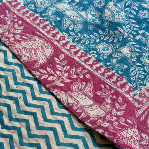Vintage Sari Double Bedcover (#7-03)