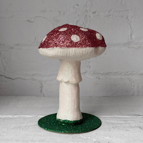 Single Glitter Mushroom in Rose Gold with White Dots