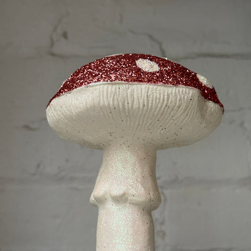 Single Glitter Mushroom in Rose Gold with White Dots