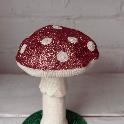 Single Glitter Mushroom in Rose Gold with White Dots