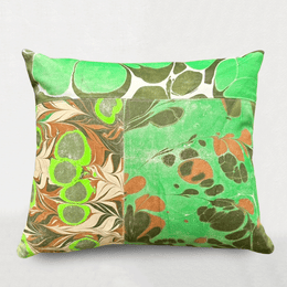 Hand Marbled One of a Kind Orange Pillow #403