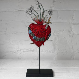 Hand-Beaded Immaculate Heart on Stand by Trovelore
