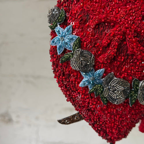 Hand-Beaded Immaculate Heart on Stand by Trovelore