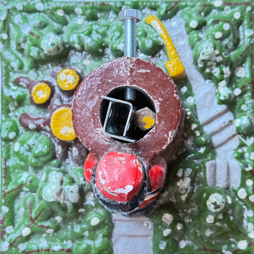 Vintage Cast Iron Tree Stand with Santa Claus