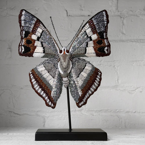 Hand-Beaded Indian Purple Emperor Butterfly on Stand by Trovelore