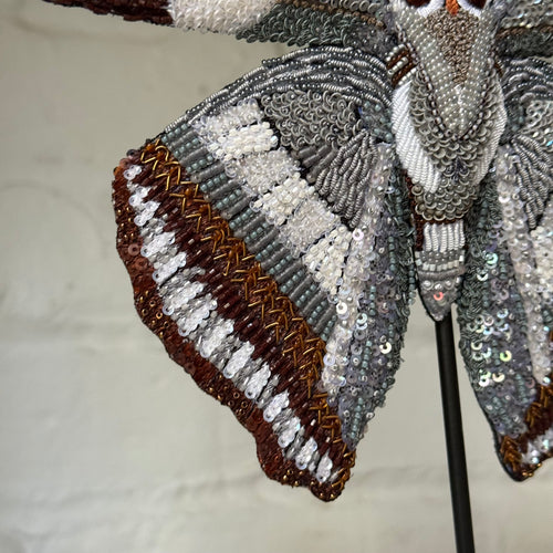 Hand-Beaded Indian Purple Emperor Butterfly on Stand by Trovelore