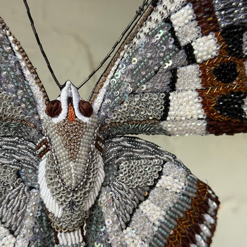 Hand-Beaded Indian Purple Emperor Butterfly on Stand by Trovelore