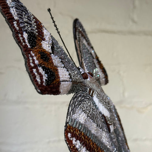 Hand-Beaded Indian Purple Emperor Butterfly on Stand by Trovelore