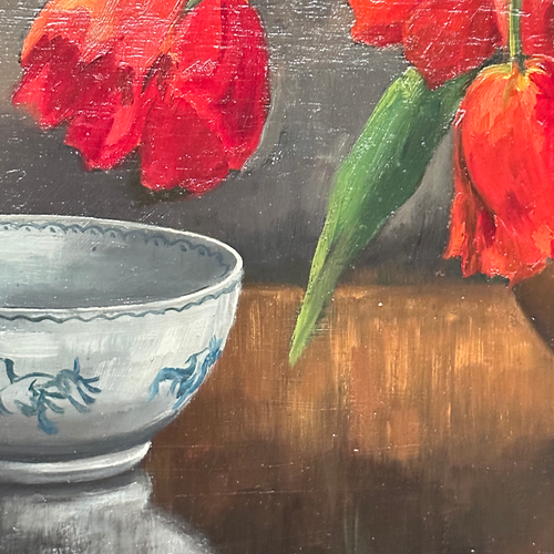 Early 20th Century Dutch Tulip Still Life Painting