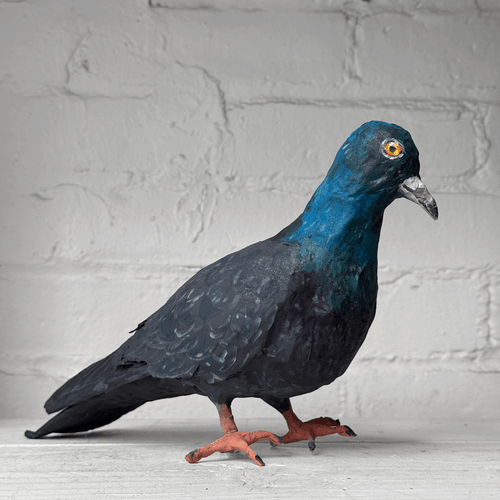 Papier-Mâché Painted Pigeon #03
