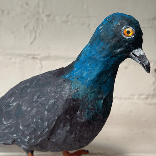Papier-Mâché Painted Pigeon #03