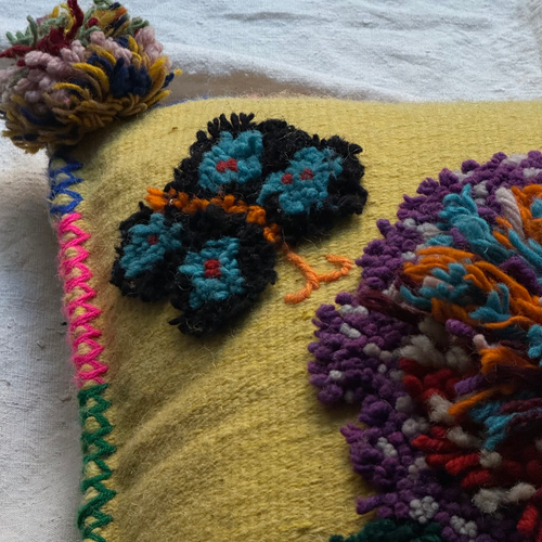 PO! Paris Nathalie Lete Woven & Knotted "Grand Fleur" Cushion in Juane