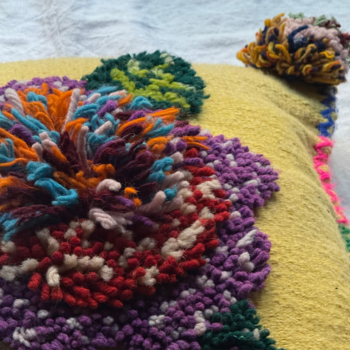 PO! Paris Nathalie Lete Woven & Knotted "Grand Fleur" Cushion in Juane