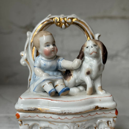 Antique German Porcelain Fairing Trinket Box (#03)