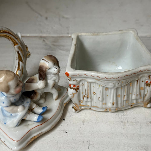 Antique German Porcelain Fairing Trinket Box (#03)