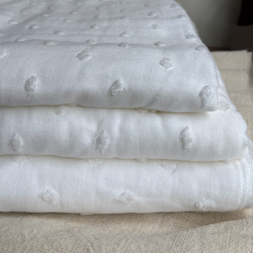 UCHINO Zero-Twist Gauze in White Dot Towels
