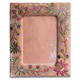 Madame Bovary Silk Velvet Embroidered Tabletop Frame in Old Rose (#3)