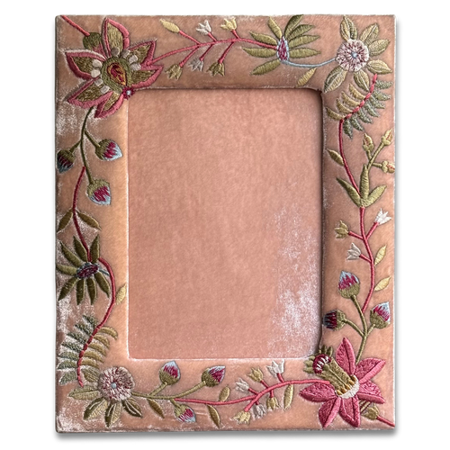 Madame Bovary Silk Velvet Embroidered Tabletop Frame in Old Roser (#3)