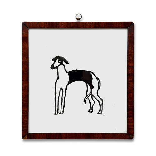 Hugo Guinness "Greyhound" Linocut in a Vintage Frame