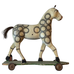 19th-century French Toy Horse on Wheels
