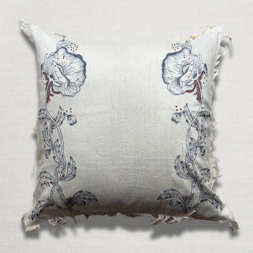 Illusion Fringe Tassia Cushion in Ivory