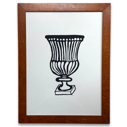 Hugo Guinness "Urn" Linocut  in a Vintage Frame