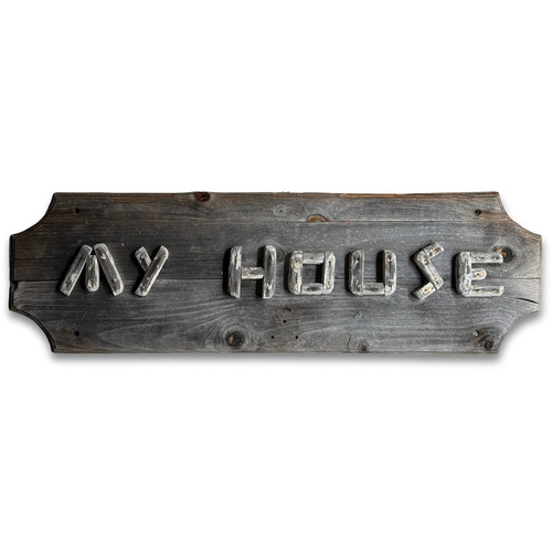 19th-Century "My House" American Folk Art Sign