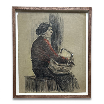 Evert Rabbers Framed Early 20th-century Portrait Pastel Drawing #03