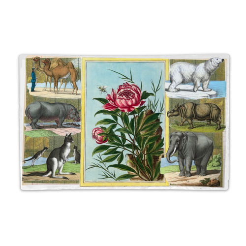 One-of-a-Kind Animal & Peony Mat (#40)