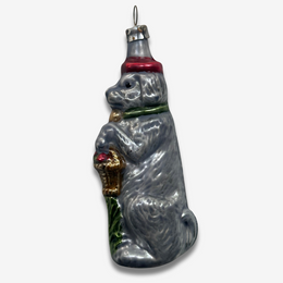 Nostalgic Dog with Cap & Basket Ornament
