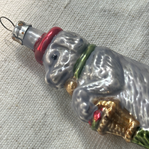 Nostalgic Dog with Cap & Basket Ornament