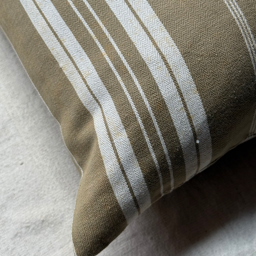 Custom 19th-century French Ticking Pillow (#3-22)