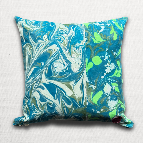 Hand Marbled One-of-a-Kind Pillow (26-21)