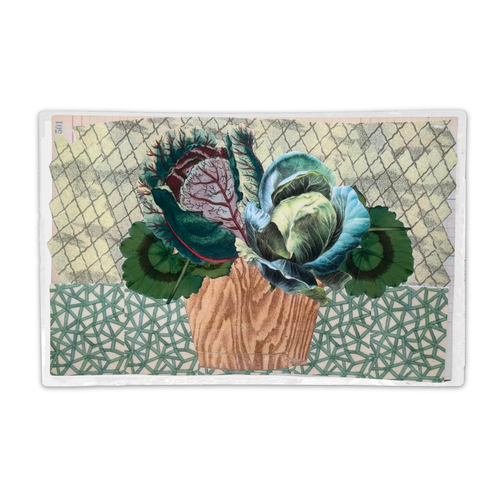 One-of-a-Kind Collaged Potted Bouquet of Foliage Mat (#44)