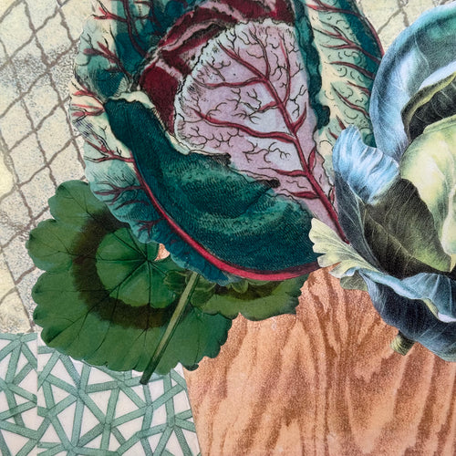 One-of-a-Kind Collaged Potted Bouquet of Foliage Mat (#44)