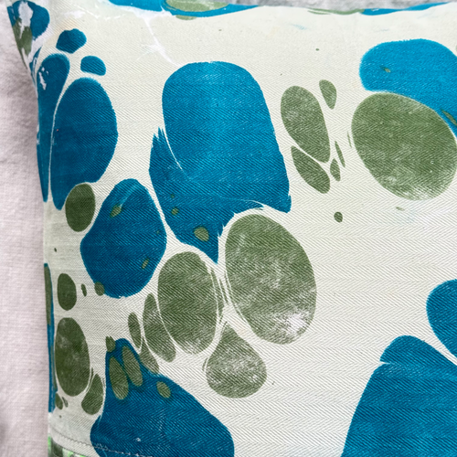 Hand Marbled One-of-a-Kind Pillow (26-21)
