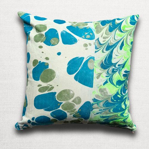 Hand Marbled One-of-a-Kind Pillow (26-21)