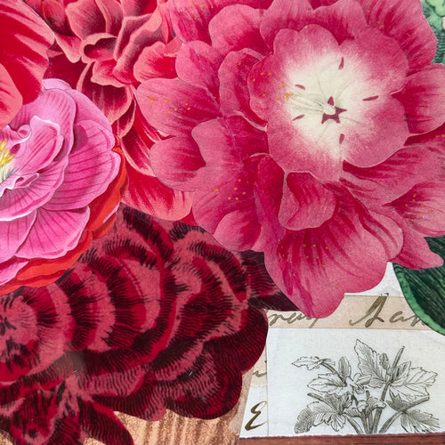 One-of-a-Kind Collaged Potted Bouquet of Pink Flowers Mat (#45)