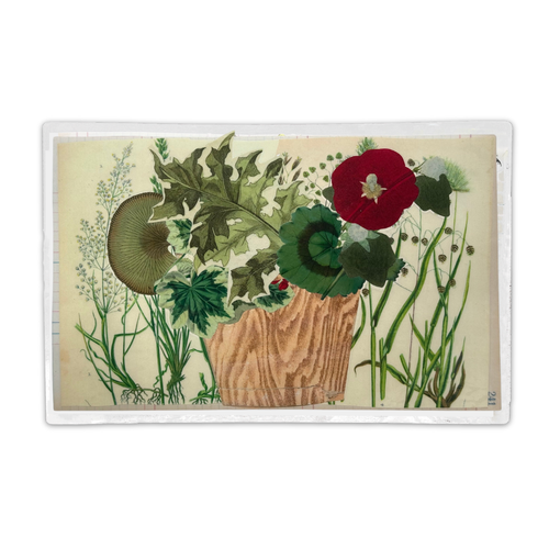 One-of-a-Kind Collaged Potted Bouquet of Foliage Mat (#46)