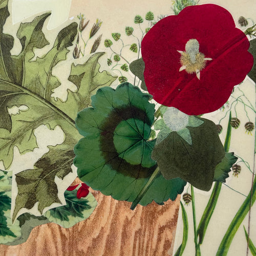 One-of-a-Kind Collaged Potted Bouquet of Foliage Mat (#46)
