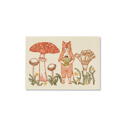 Embroidered Fox with Mushrooms Card