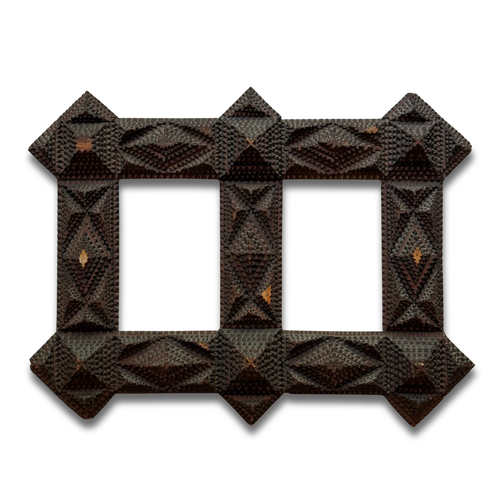 Early 20th-century Double Tramp Art Frame
