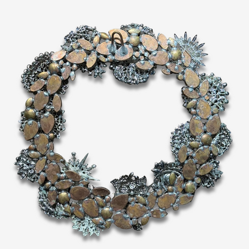 Large Crystal Glass Silver Wreath (2)