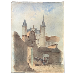 19th Century French Watercolor Painting by Alphonse Baril (#21)