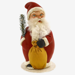 Chubby Red Santa Claus with a Sack Candy Container