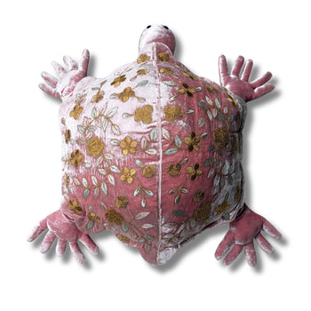 Sona Embroidered Big Silk Velvet Turtle in Cyclamen