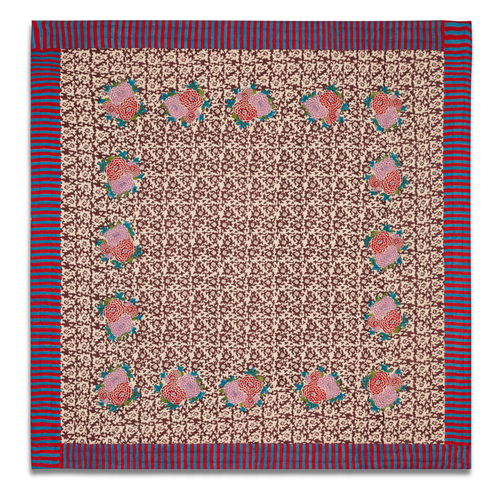 Lisa Corti Reversible King Quilt in Arabesque Corolla Natural Coffee 250 x 270cm