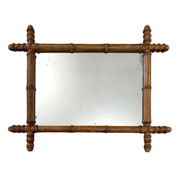 21" W Early 20th Century French Faux Bamboo Mirror