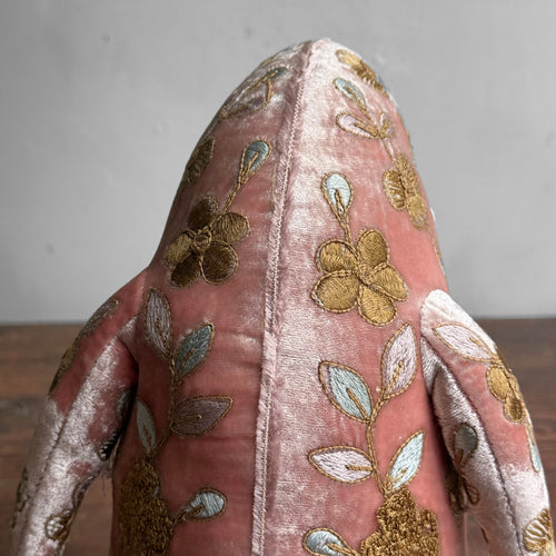 Sona Embroidered Silk Velvet Penguin in Sorbet Pink